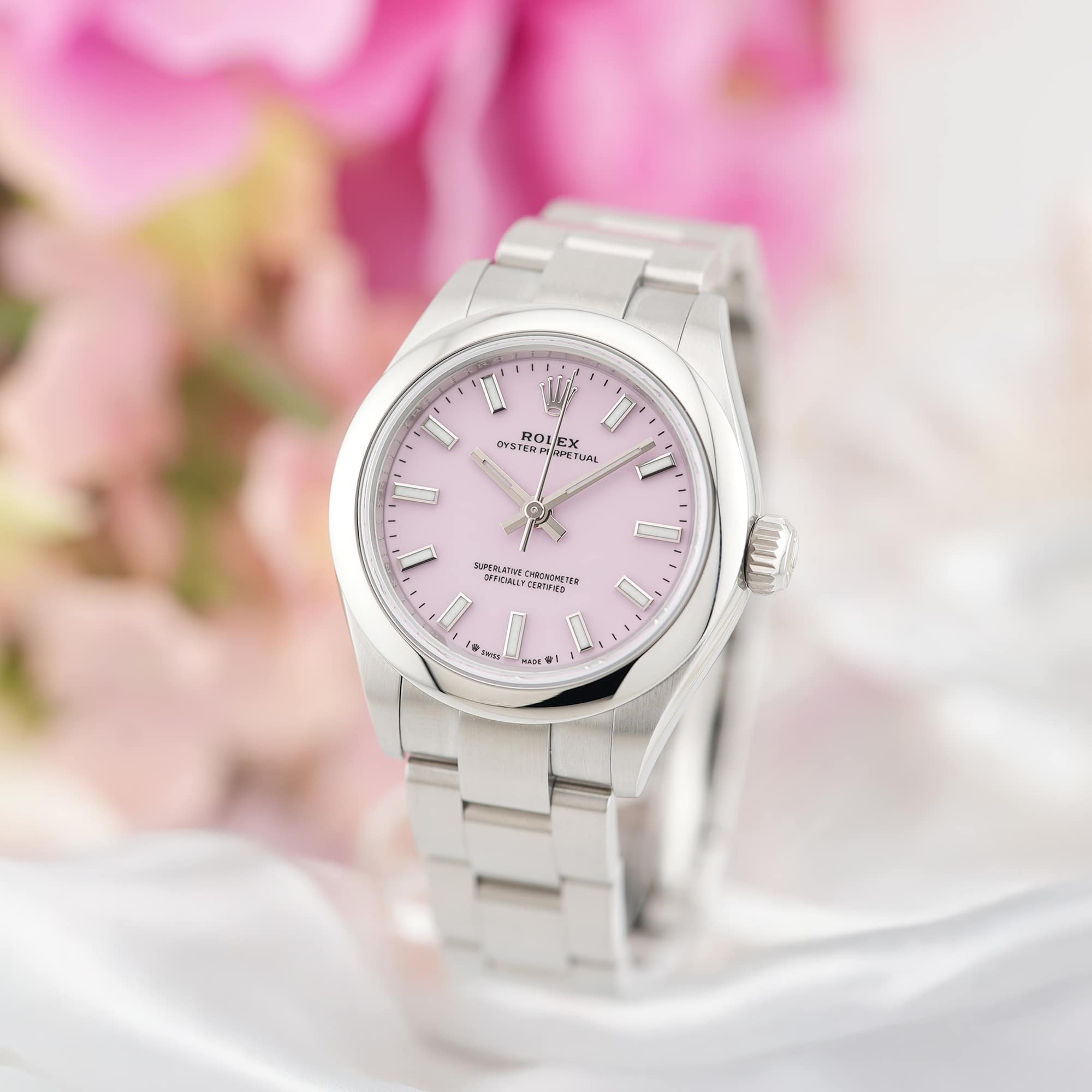 ROLEX オイスターパーペチュアル 28 キャンディピンク 2025年9月保証書付き Ref.276200 中古品 レディース 腕時計 オイスターパーペチュアル 28 キャンディピンク 2025年9月保証書付き