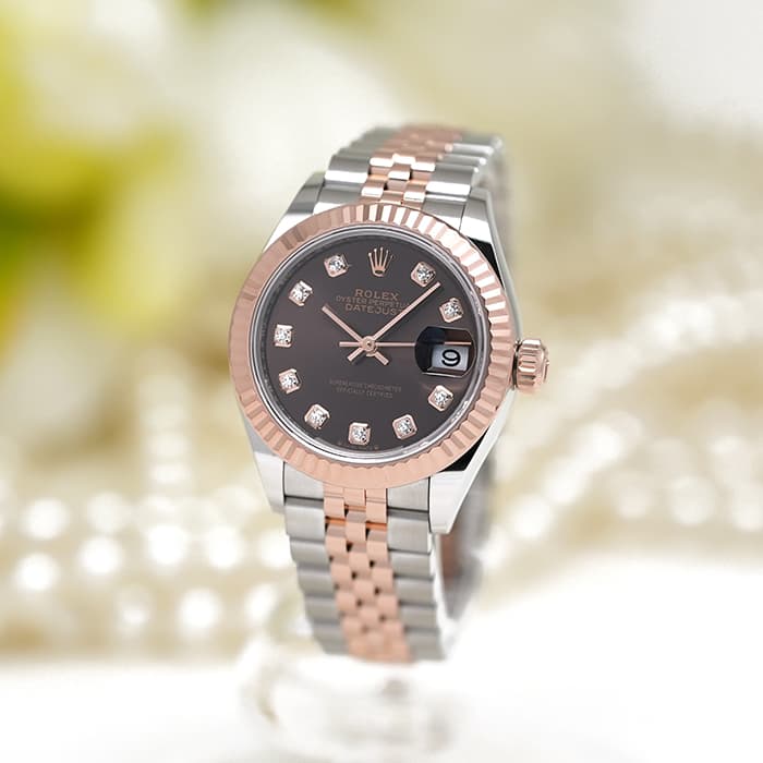 【美品】ロレックス純正デイトナ・デイトジャストM - ECOBOX1箱付属品7点 中古)ROLEX ロレックス デイトジャスト 28 279171G チョコレート（商品