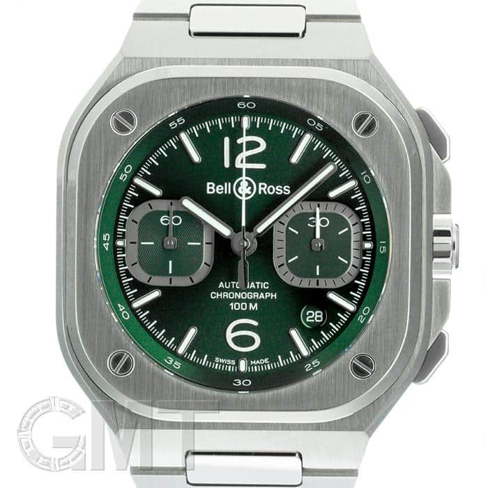 新品)BELL & ROSS ベル&ロス BR 05 クロノ グリーンスティール BR05C