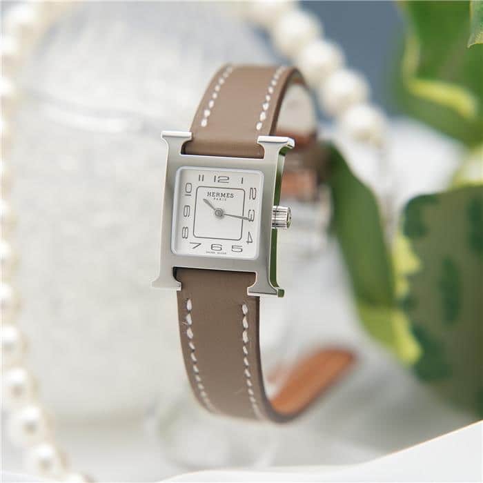 エルメス HERMES Hウォッチミニ ダイヤ エトゥープ エルメス Hウォッチ