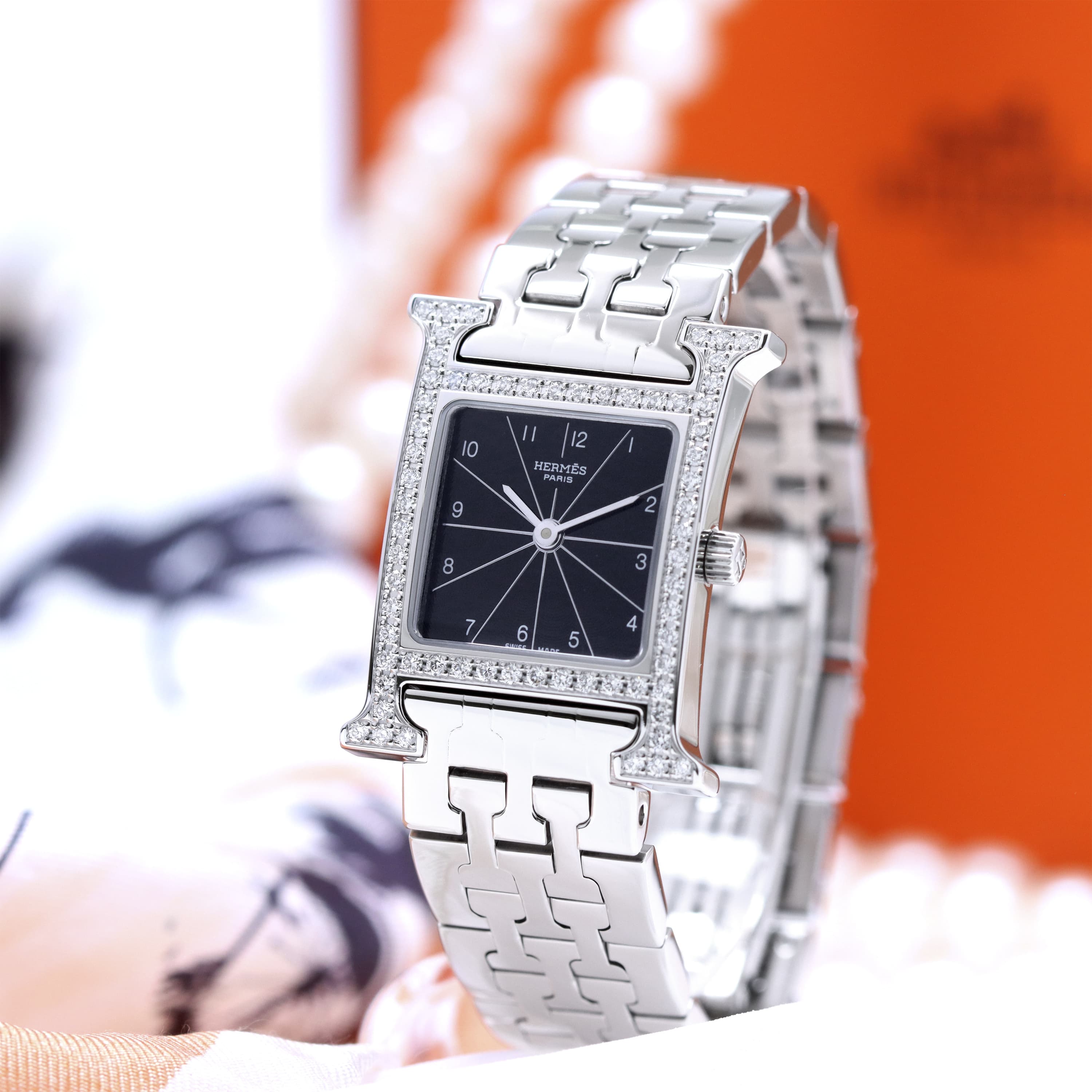 中古)HERMES エルメス Hウォッチ HH1.230.361 ベゼルダイヤ（商品ID