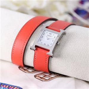 エルメス ★Hウォッチ★レッドレザー 新品)HERMES エルメス Hウォッチ HH1.210.131/SW911 ドゥブルトゥール