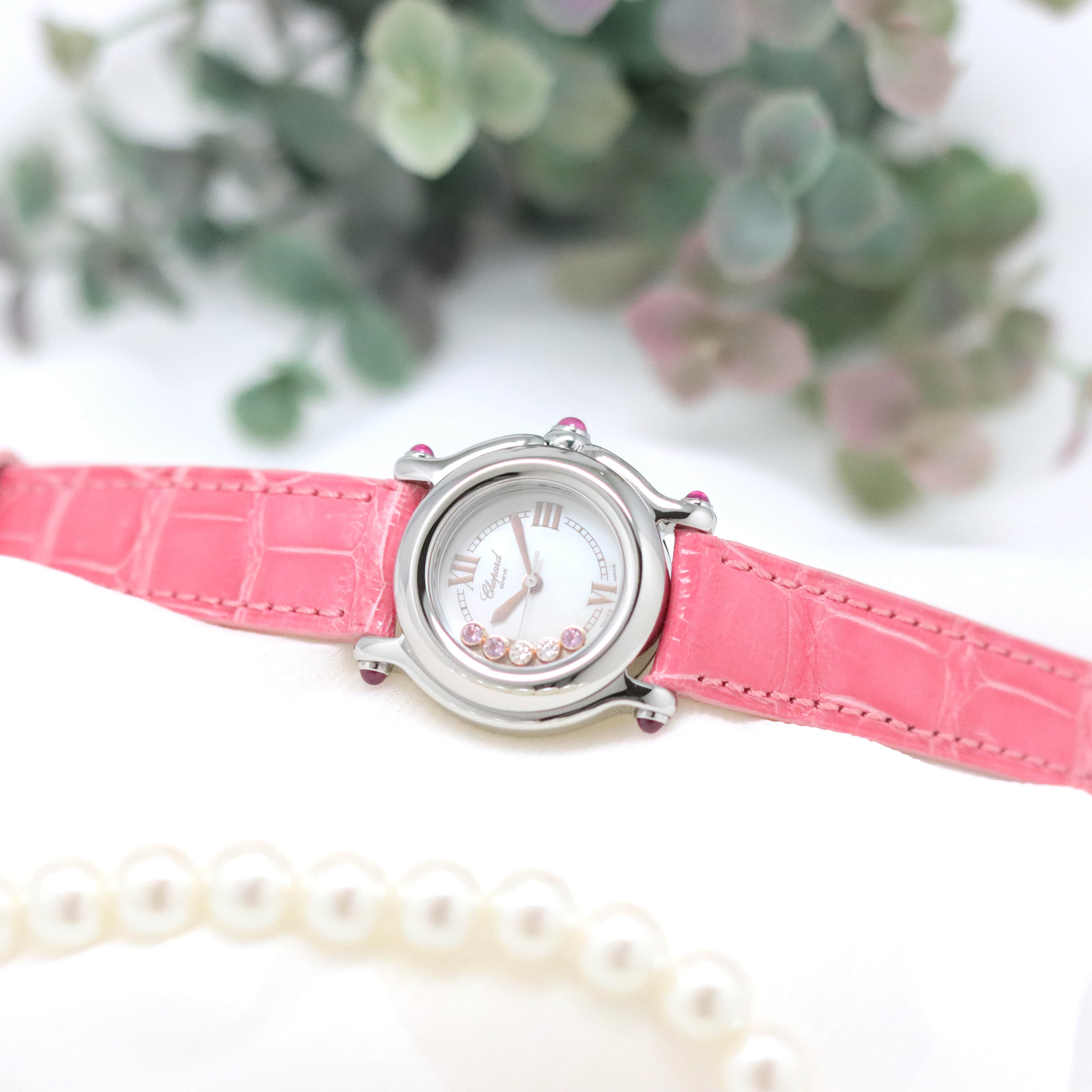 中古)CHOPARD ショパール ハッピースポーツ 27/8245-42 ピンク