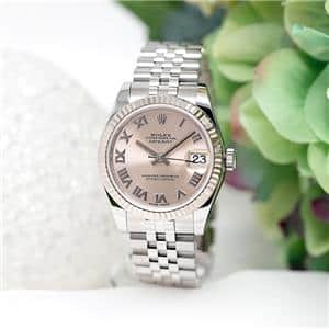 ロレックス　レディース　デイトジャスト　コマ 中古)ROLEX ロレックス デイトジャスト 31mm 178274 ピンク ローマ