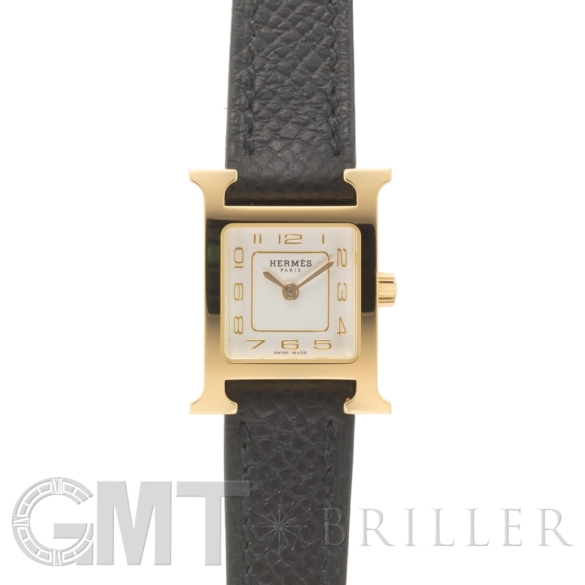中古)HERMES エルメス Hウォッチ ミニ 21mm ノワール HH1.101.229【未