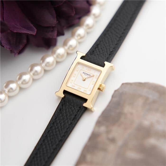 中古)HERMES エルメス Hウォッチ ミニ 21mm ノワール HH1.101.229【未