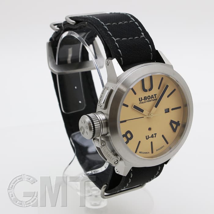 新品)U-BOAT ユーボート クラシコ U47 8106 47mm ベージュ SSナイロン