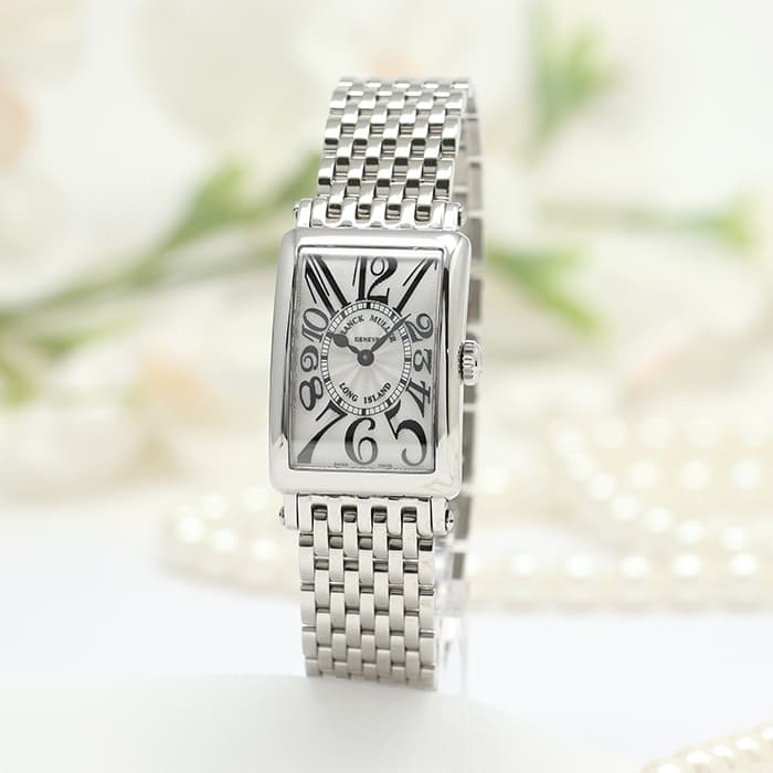 フランクミュラー ロングアイランド クロコバンド 未使用 純正 白レディース 新品)FRANCK MULLER フランク・ミュラー ロングアイランド 902QZ REL