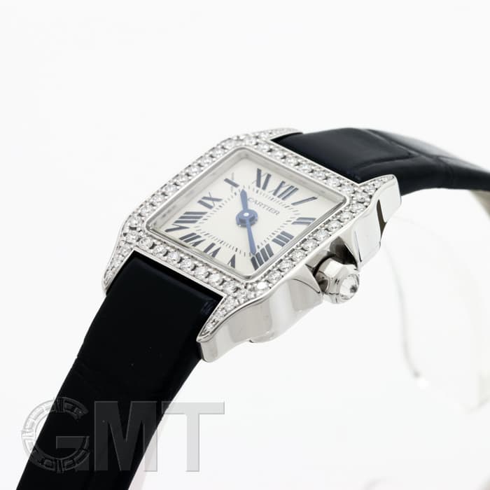 カルティエ Cartier 腕時計 サントス ミニ ドゥモワゼル WF902005 ダイヤベゼル スクエア ホワイト文字盤 ブラック アリゲーター レザーベルト K18WG クオーツアナログ 【中古】 WF902005 ホワイト Cartier（カルティエ）ミニサントス ドゥ モワゼル