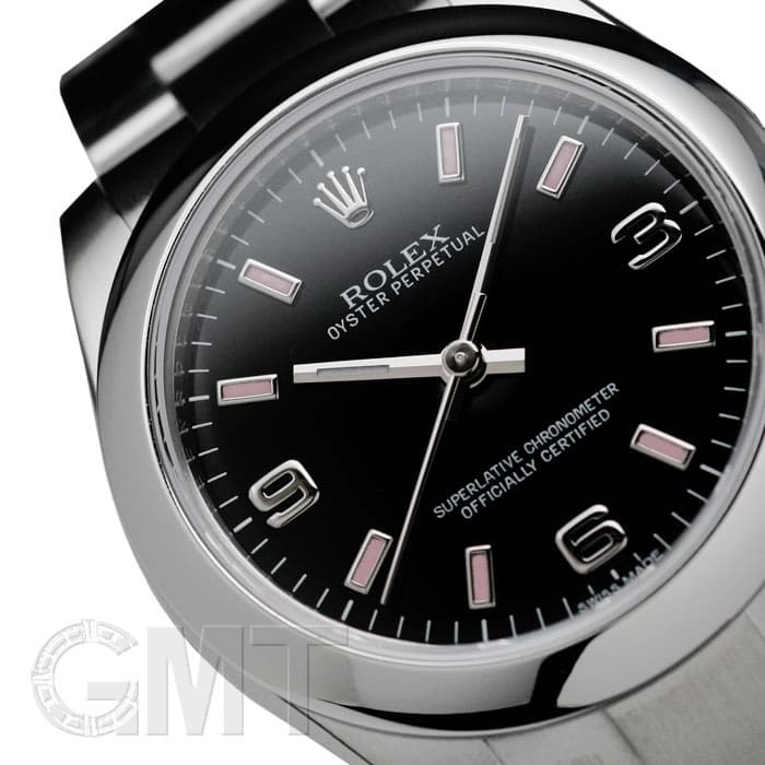 ロレックス ROLEX オイスターパーペチュアル31 ボーイズ 自動巻き 腕時計 SS ブラック文字盤 177200 中古 新入荷 RO0303 ロレックス オイスターパーペチュアル31 177200 黒×ピンクバー G番