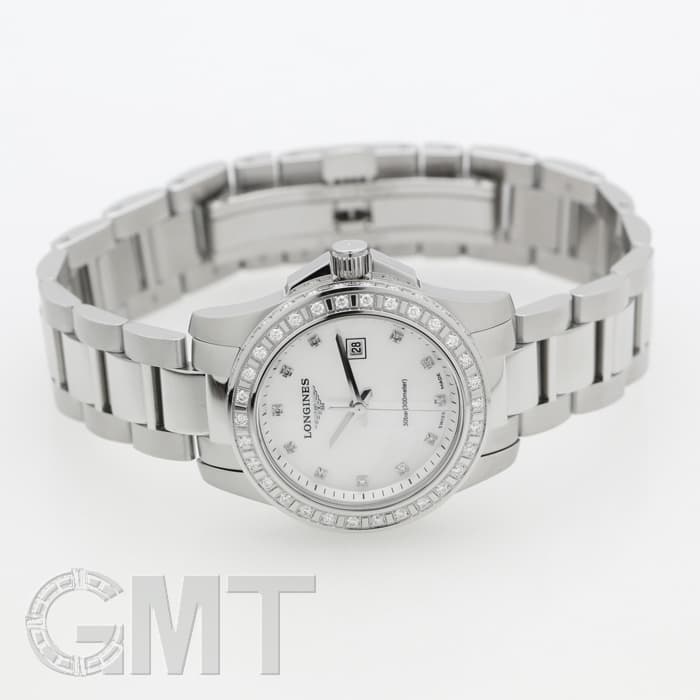 ロンジン LONGINES L3.258.0 コンクエスト ダイヤベゼル 11P クォーツ レディース 良品 _934766 新品)LONGINES ロンジン コンクエスト ホワイトシェル 11P ベゼル