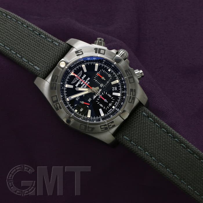 ブライトリングクロノマット44用 ラバーベルトセット ネイビー ブラック 新品)BREITLING ブライトリング クロノマット 44 ブラックスチール