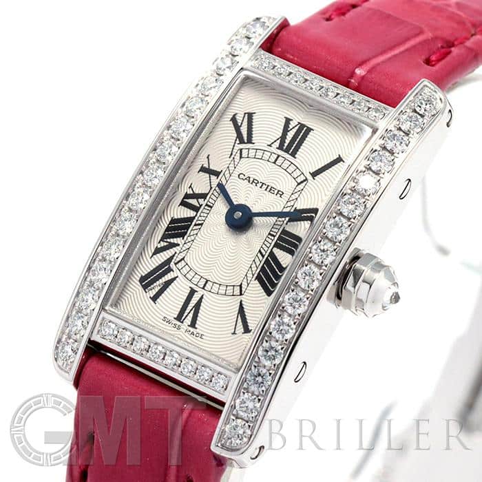 CARTIER カルティエ WB710015 タンクアメリカン ミニ ダイヤモンド 腕時計 K18WG 革 ダイヤモンド レディース [中古] 新品)CARTIER カルティエ タンク アメリカン ミニ WB710015（商品ID