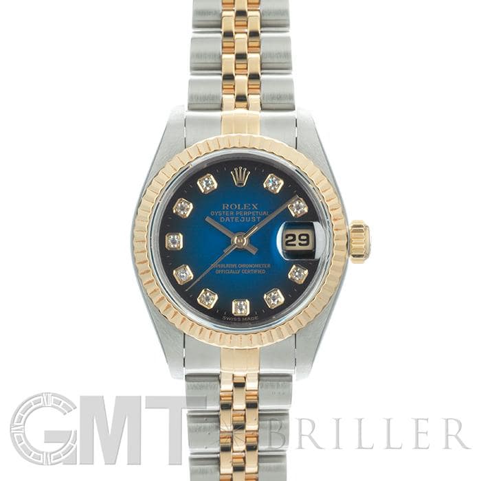 【OH済】 ロレックス 【ROLEX】 オイスターパーペチュアル デイトジャスト 69173G レディース ブルーグラデーション ステンレススティール/K18イエローゴールド 腕時計 時計 OYSTER PERPETUAL LADY-DATEJUST 26 BLUE GRADATION SS/K18YG コンビ【中古】 ロレックス デイトジャスト 69173G ブルー・グラデーション