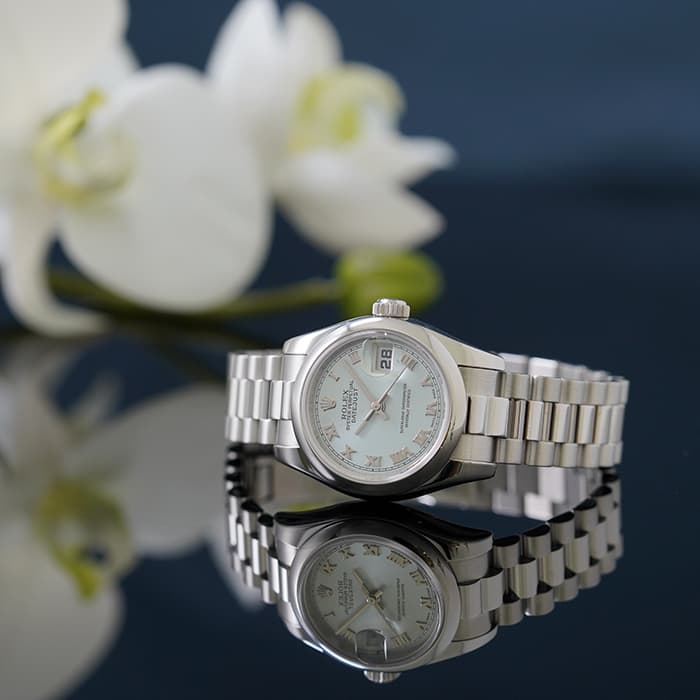 純正 ロレックス デイトジャスト 179166 PT950 コマ ２個 5g 中古)ROLEX ロレックス デイトジャスト 179166 アイスブルー ローマ