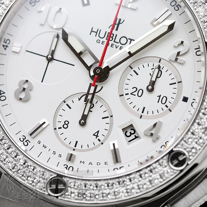 純正本物　銀座店購入　Hublot ビッグバンホワイトラバーベルト ウブロ ビッグ・バン ウニコ ブラック&ホワイト 交換ベルト付 - 腕時計