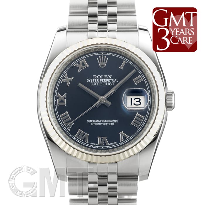 中古)ROLEX ロレックス デイトジャスト 116234 ブルー ローマ