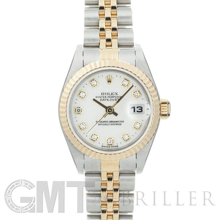 Th1011831 ロレックス デイトジャスト 79173NG ホワイトシェル文字盤 10Pダイヤ SS×K18 腕時計 レディース ROLEX 中古 ※ベルト難あり ROLEX - Th1011831 ロレックス デイトジャスト 79173NG ホワイトシェル