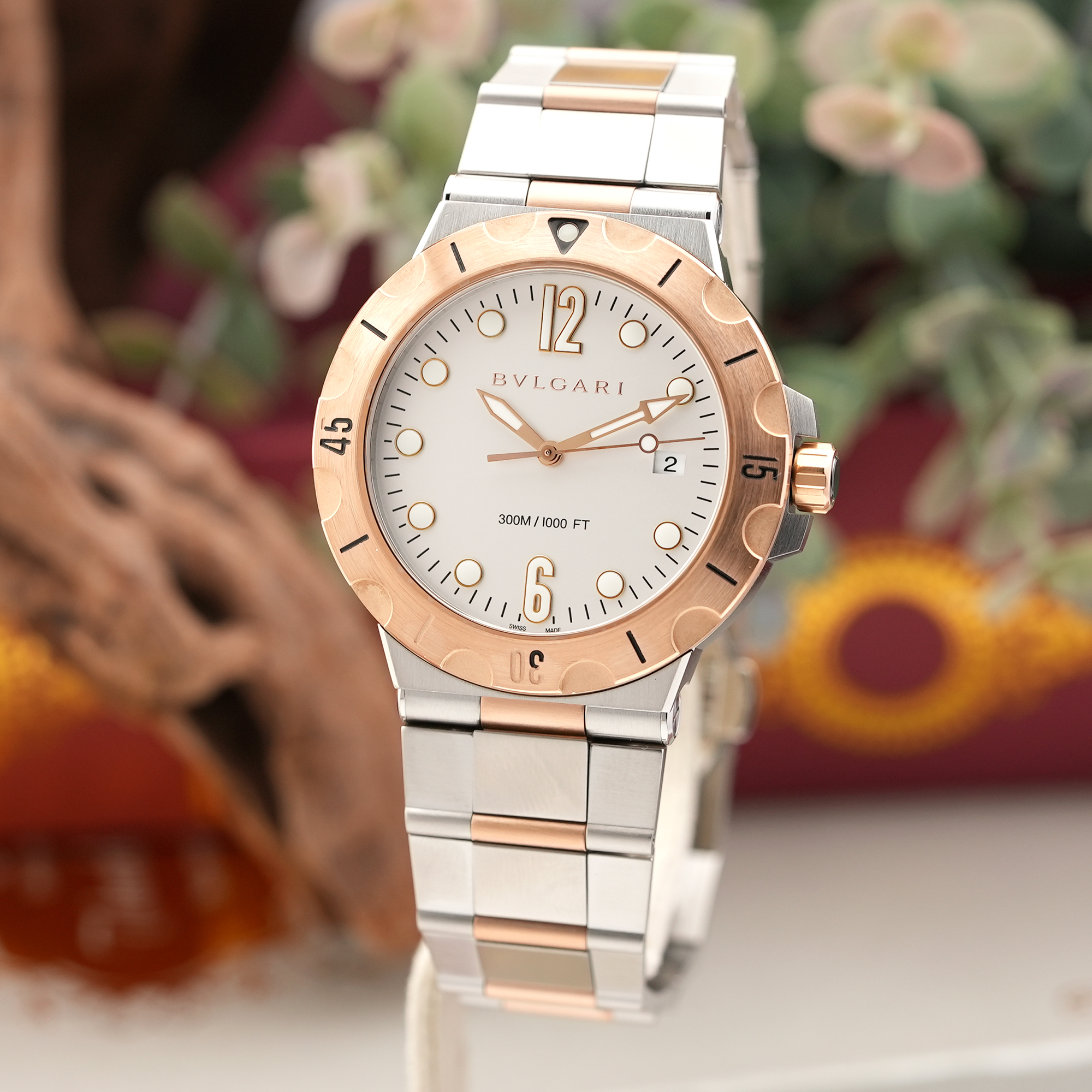 中古)BVLGARI ブルガリ ディアゴノ プロ スクーバ SS/PG ホワイト