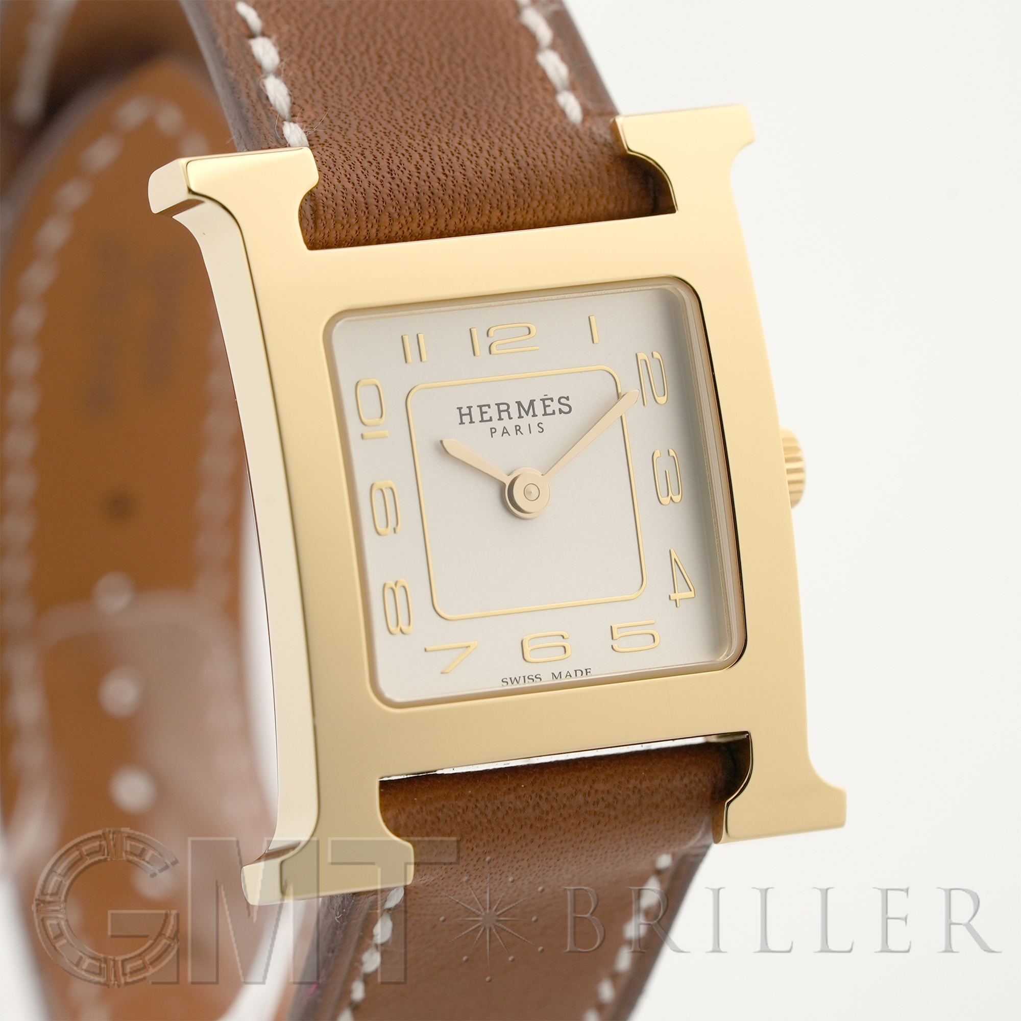 中古)HERMES エルメス Hウォッチ PM ゴールド ゴールド金具 HH1.201