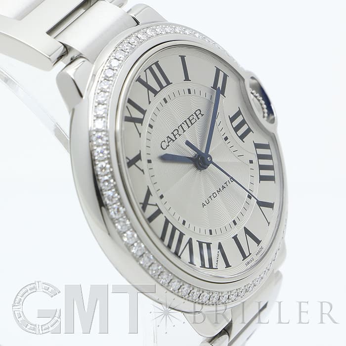 [3年保証] カルティエ レディース バロンブルーMM W4BB0016 ダイヤベゼル 33mm ローマンインデックス 自動巻き 腕時計 中古 送料無料 BALLON BLEU DE CARTIER [3年保証] カルティエ レディース バロン