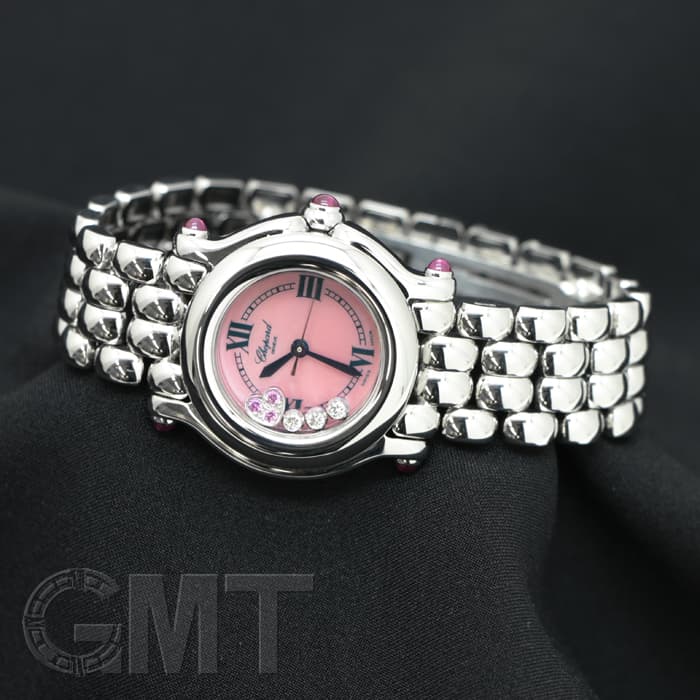 【鑑別書付き】ショパール 腕時計 ハッピースポーツ ピンク シェル ダイヤ ハッピースポーツ ショパール CHOPARD 腕時計 ピンクシェル文字盤