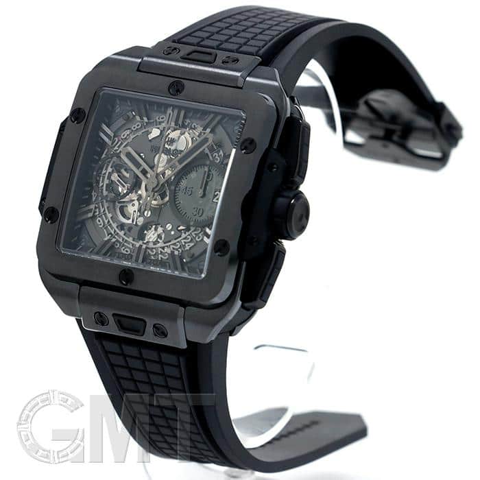 パブロ① 新品)HUBLOT ウブロ スクエア・バン ウニコ オールブラック 821.CX