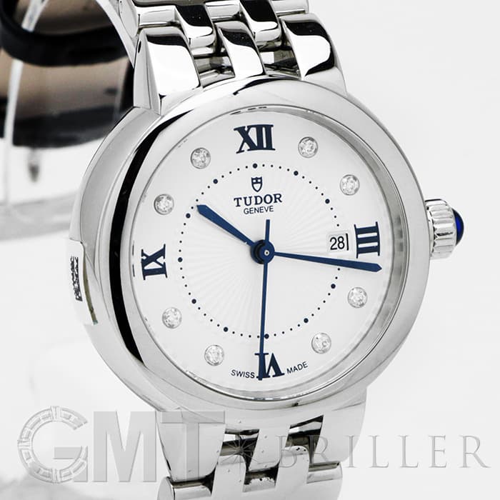チューダー(チュードル) TUDOR 腕時計 クレア ドゥ ローズ M35500-0010 デイト 8ポイント ダイヤインデックス ギョーシェ ブルー文字盤 SS 自動巻き 【箱・保付き】 【中古】 新品)TUDOR チューダー クレア ドゥ ローズ M35500 ホワイト 革（商品