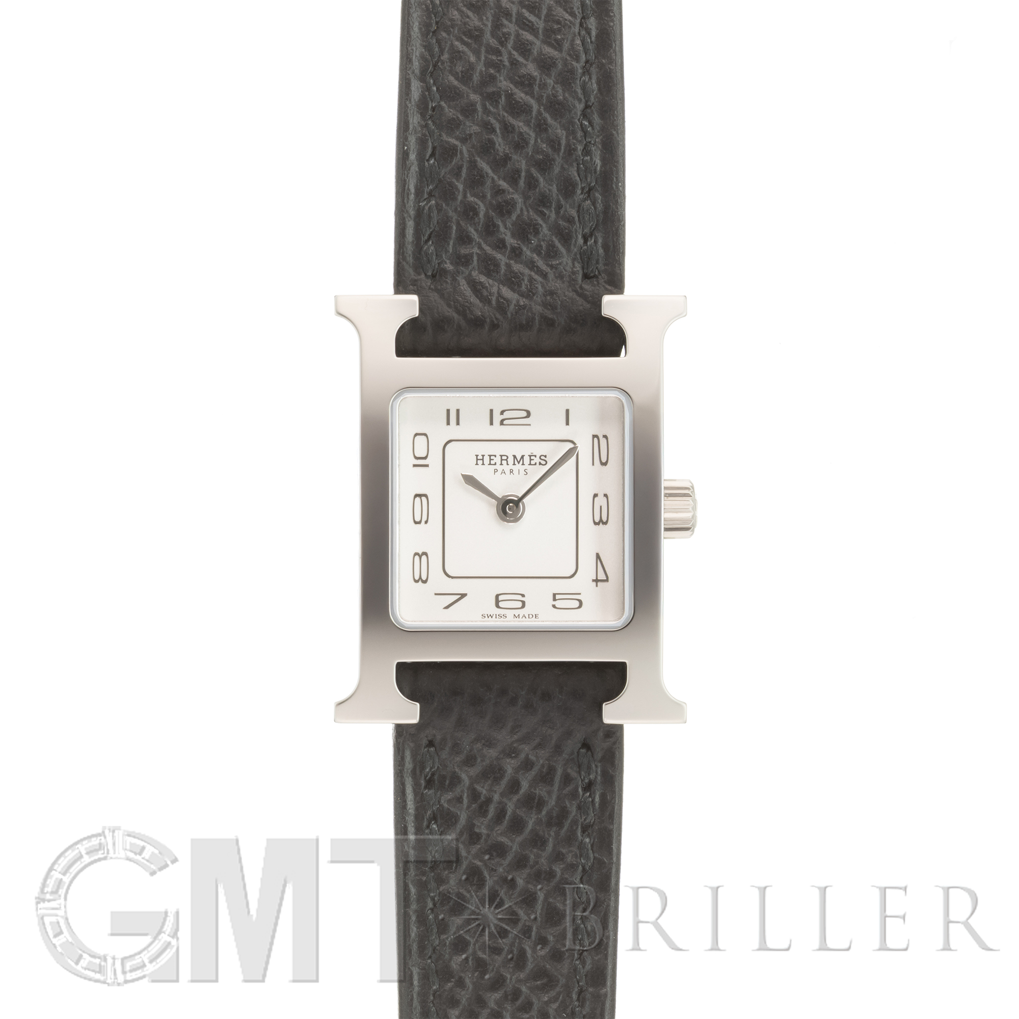 未使用)HERMES エルメス Hウォッチ ミニ ノワール シルバー HH1.110