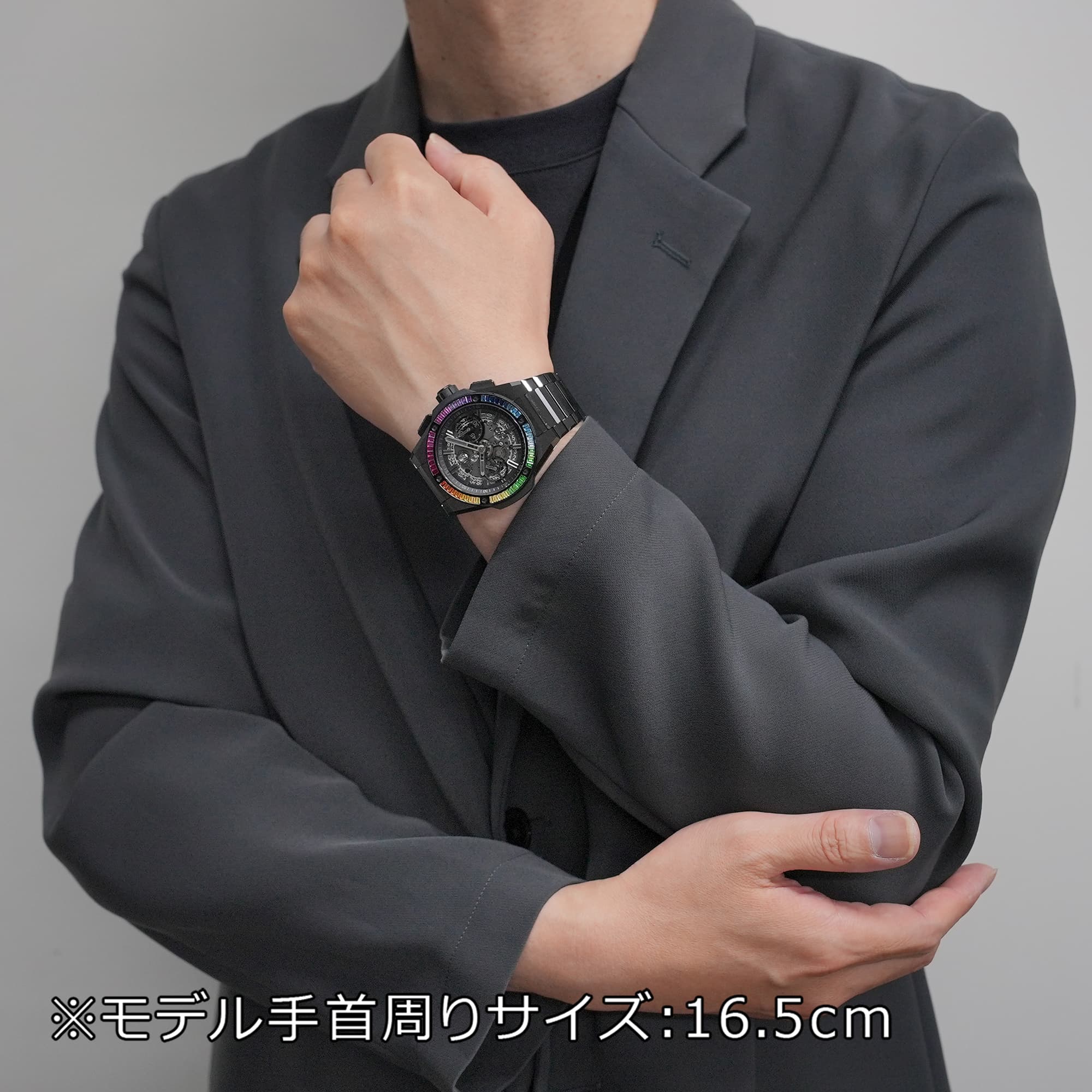 ビックツリー  RAINBOW メンズ 8.5-9.5 ブラック 中古)HUBLOT ウブロ ビッグバン インテグレーテッド オールブラック