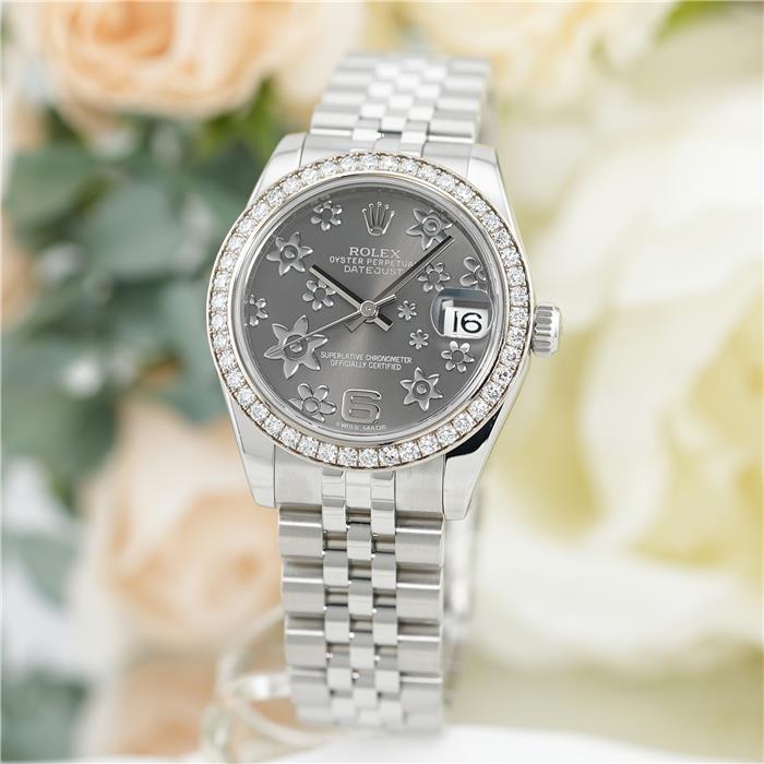 あーるぐれい様 中古)ROLEX ロレックス デイトジャスト 31 178384 グレーフラワー