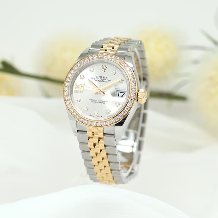 セブンイレブン 冬ギフト 2025 未使用)ROLEX ロレックス デイトジャスト 28 279383RBR シルバー 時計