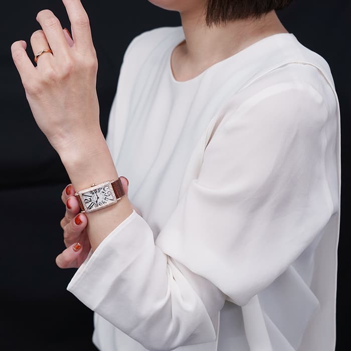 フランクミュラー FRANCK MULLER 902QZD ロングアイランド ダイヤベゼル K18WG クォーツ レディース _731054