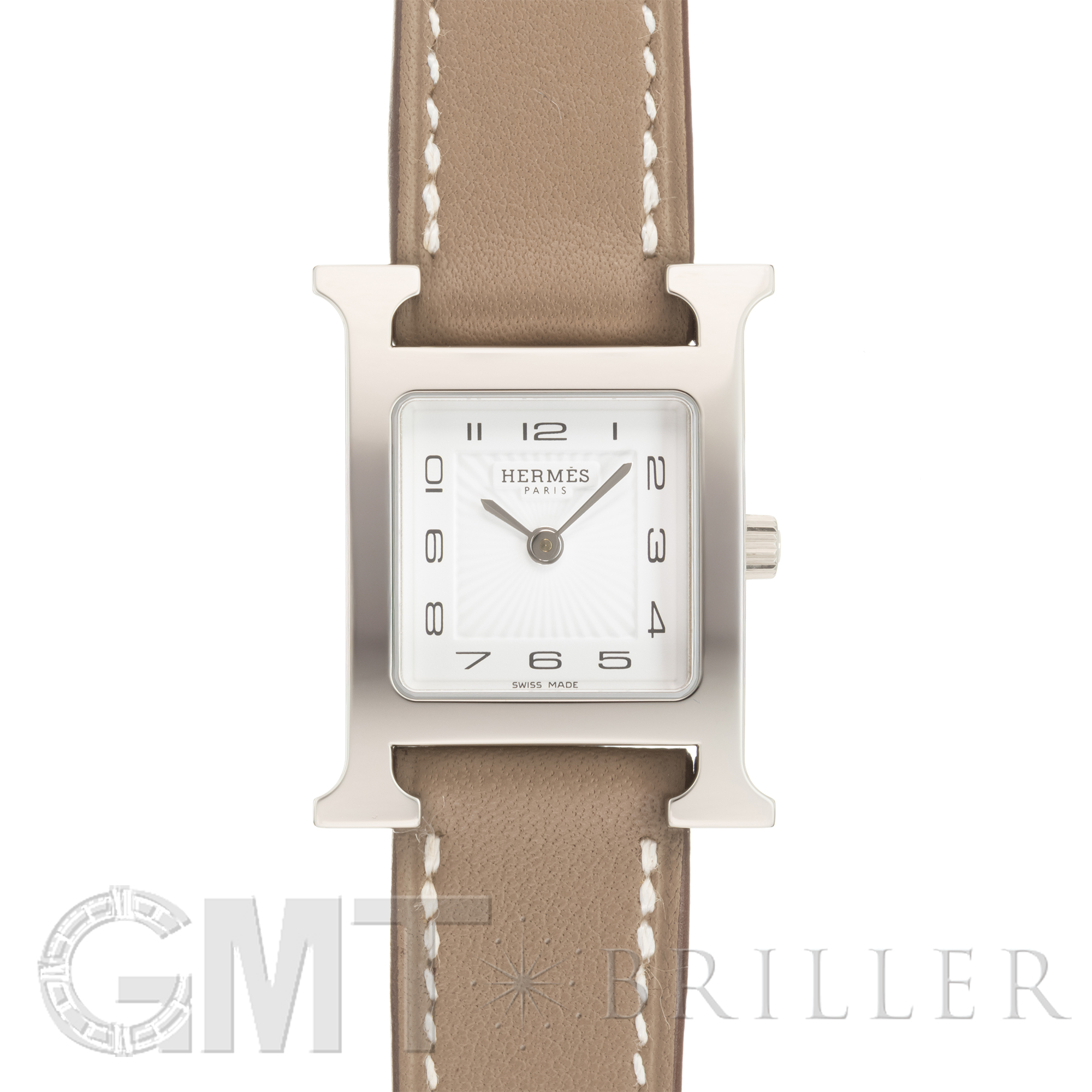 未使用)HERMES エルメス Hウォッチ PM エトゥープ シルバー HH1.210