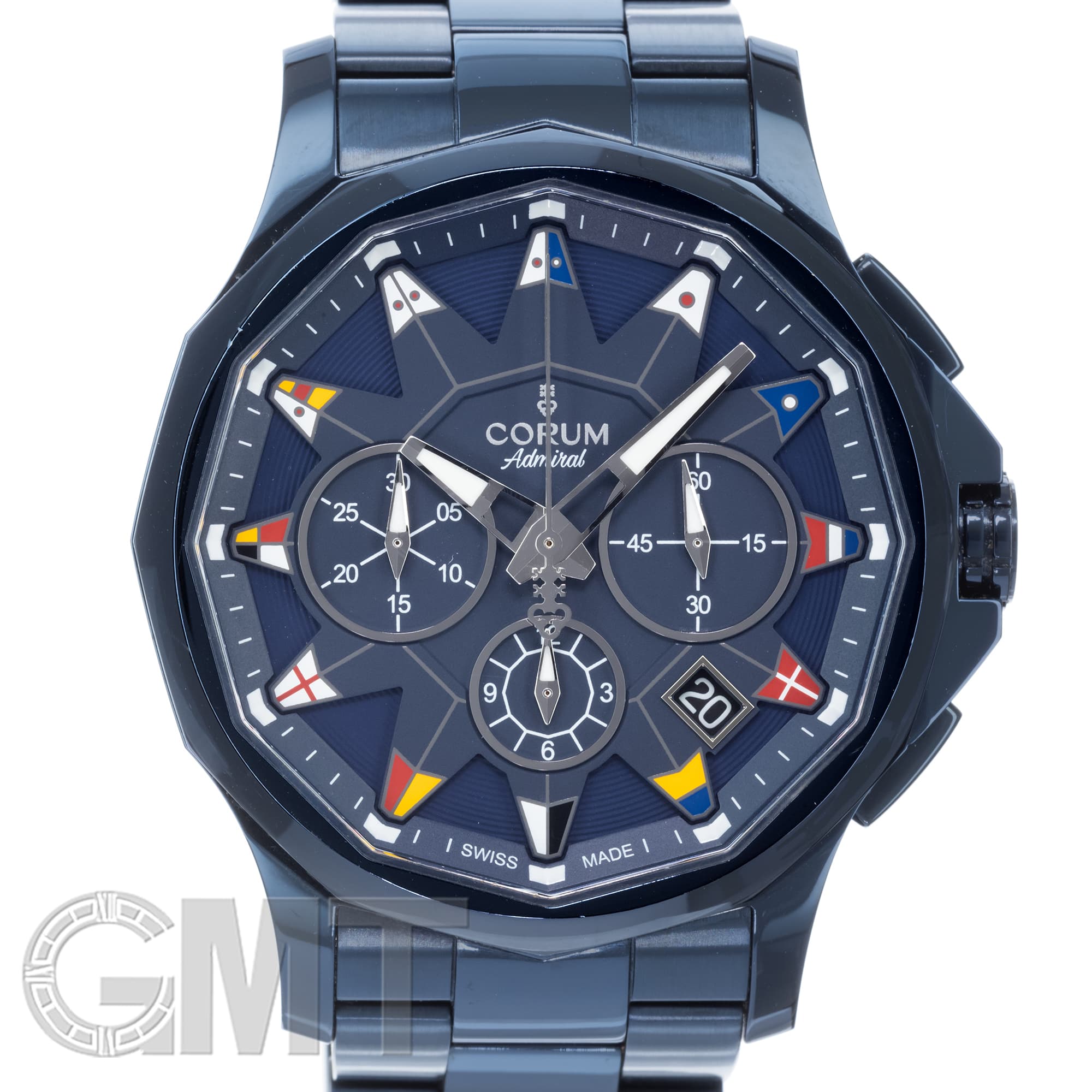 中古)CORUM コルム アドミラル 42 クロノグラフ A984/03797 ブルーPVD