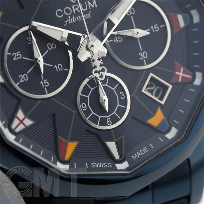 コルム ★オマージュモデル★アドミナルカップ★クロノグラフ 中古)CORUM コルム アドミラル 42 クロノグラフ A984/03797 ブルーPVD
