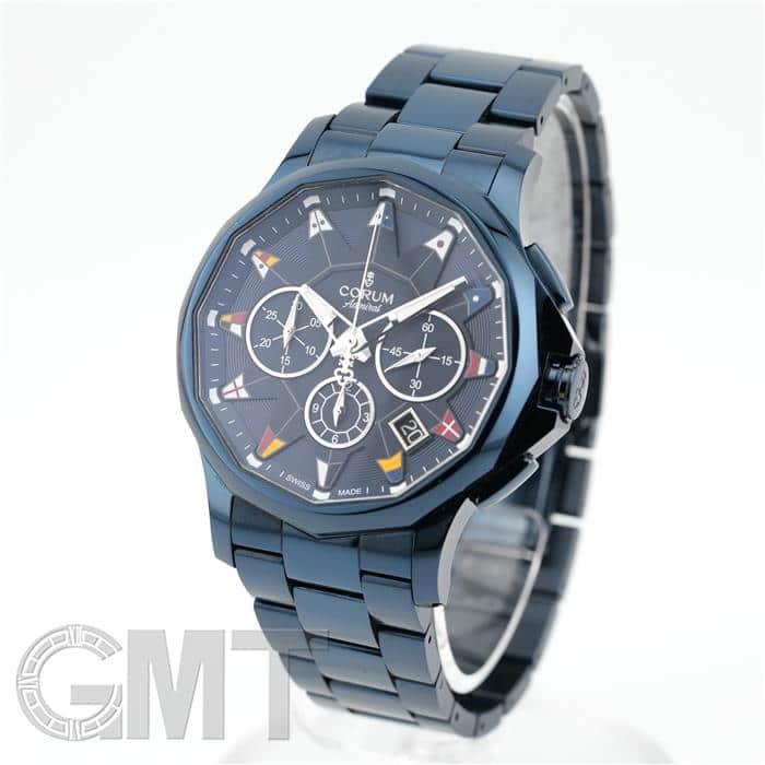 中古)CORUM コルム アドミラル 42 クロノグラフ A984/03797 ブルーPVD