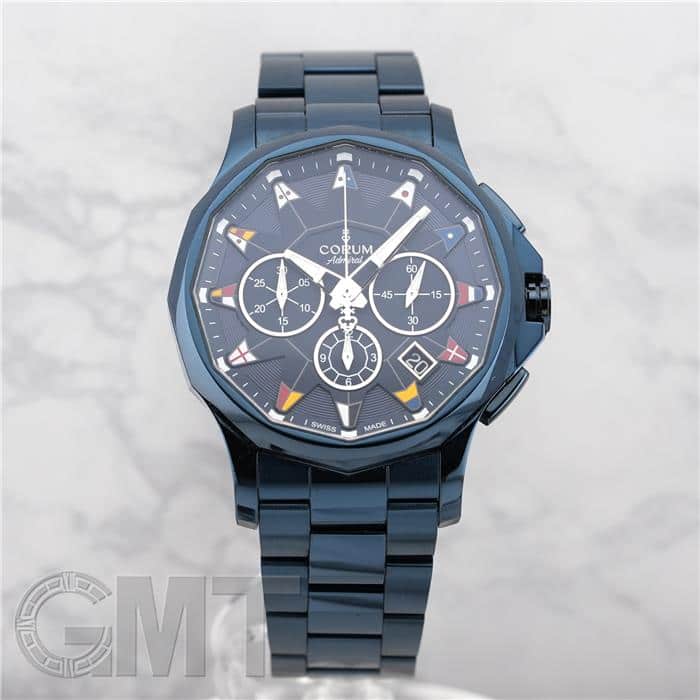 中古)CORUM コルム アドミラル 42 クロノグラフ A984/03797 ブルーPVD
