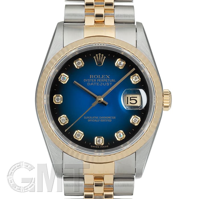 ロレックス デイトジャスト ブルーグラデーション 16233G メンズ 腕時計 中古)ROLEX ロレックス デイトジャスト 16233G ブルーグラデーション T