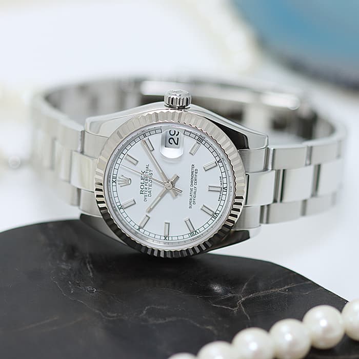 T4出品① 中古)ROLEX ロレックス デイトジャスト 178274 ホワイト オイスター