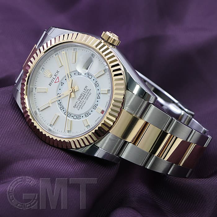 ゆ Rolex 2021 Rolex Sky-Dweller 326933 42MM White 18K Yg Two