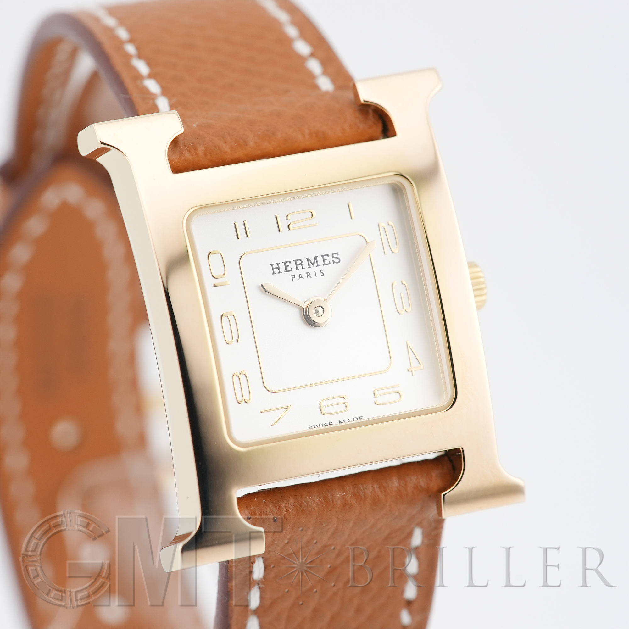 新品)HERMES エルメス Hウォッチ 30mm ミディアム ゴールド・チェス