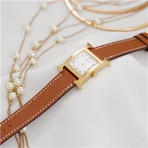 HERMES エルメス Hウォッチ HH1.201.131/UU35  036732WW00 Hウォッチ ゴールドプレーテッド ゴールドブラウン メイン