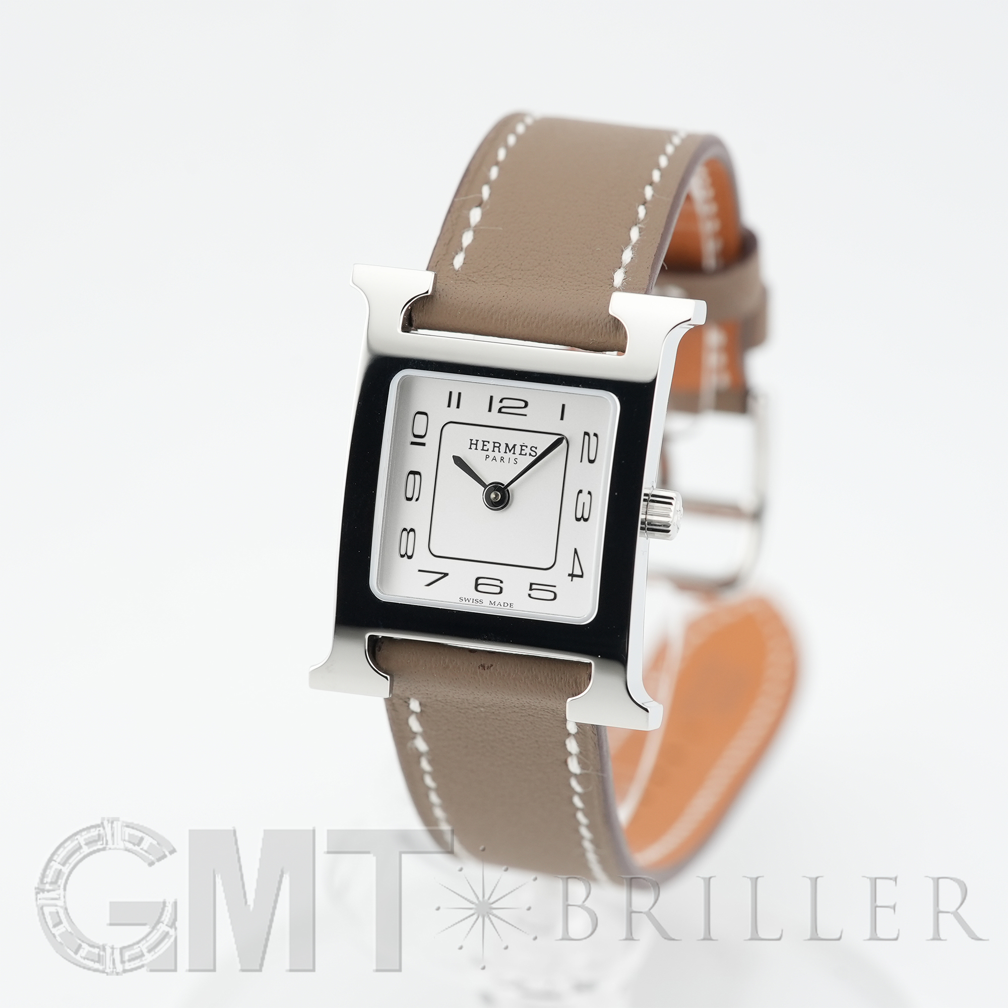 新品)HERMES エルメス Hウォッチ 30mm ミディアム エトゥープ ヴォー