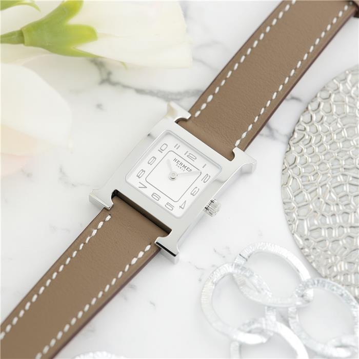 新品)HERMES エルメス Hウォッチ 30mm ミディアム エトゥープ ヴォー