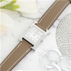 新品)HERMES エルメス Hウォッチ 30mm ミディアム エトゥープ ヴォー