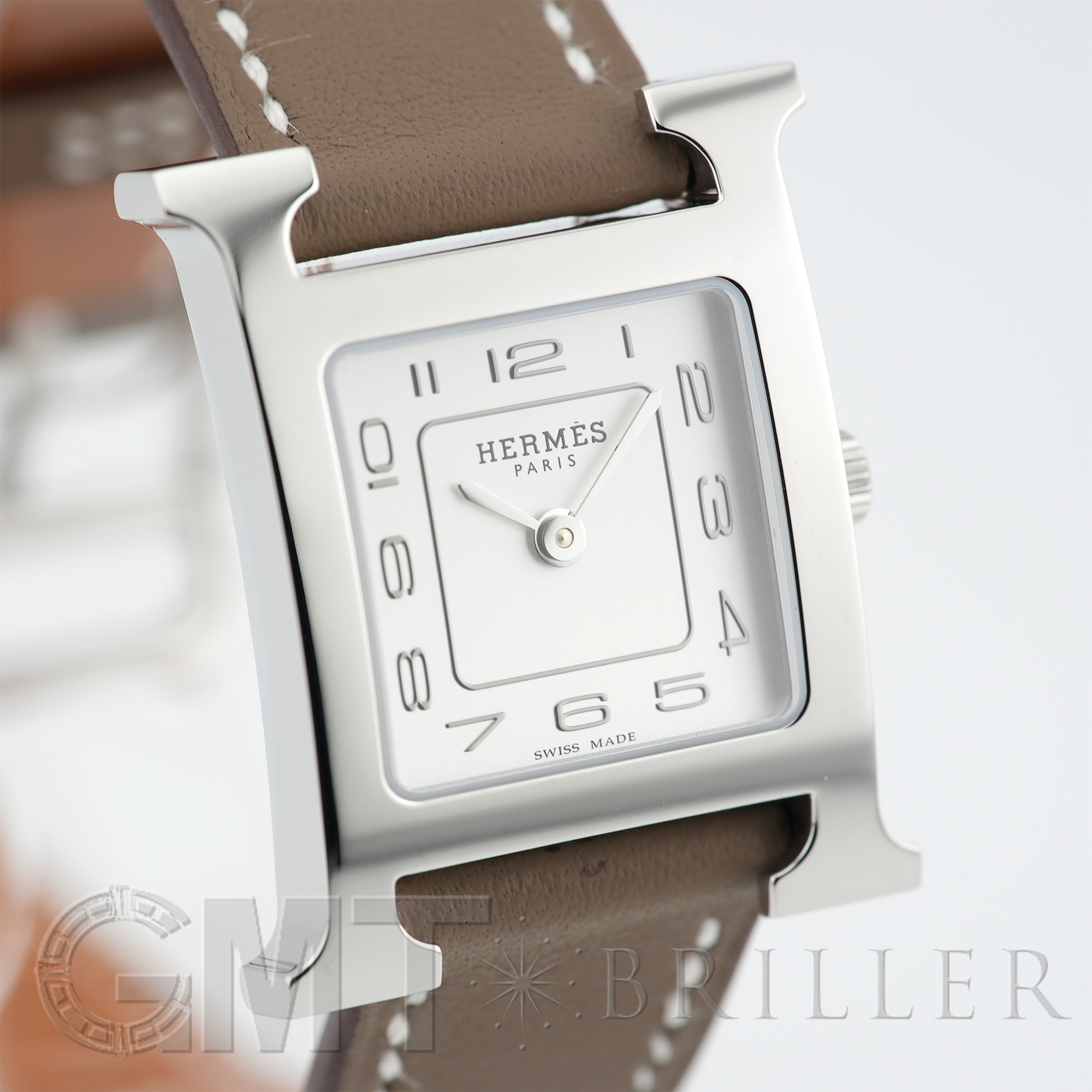 新品)HERMES エルメス Hウォッチ 30mm ミディアム エトゥープ ヴォー
