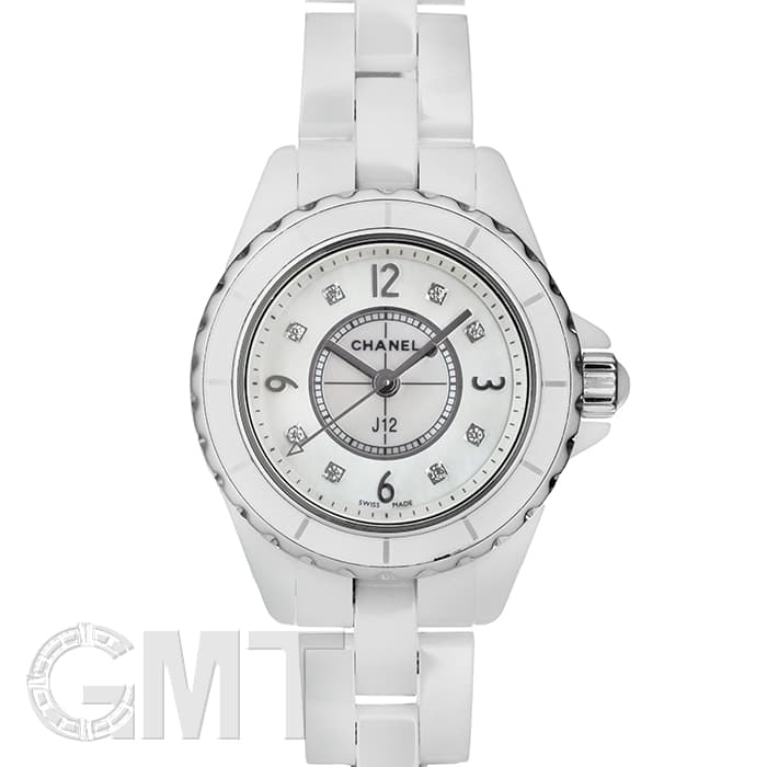中古)CHANEL シャネル J12 H2570 ホワイトセラミック シェル 8Pダイヤ