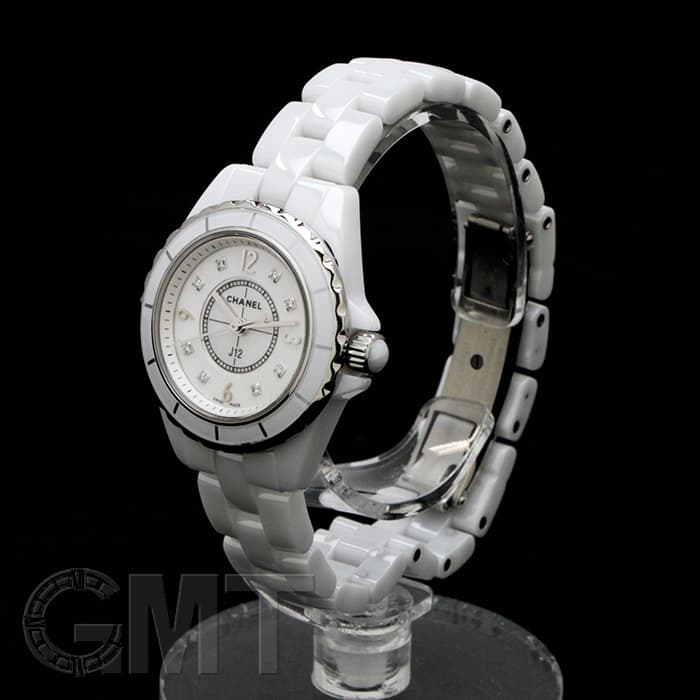 中古)CHANEL シャネル J12 H2570 ホワイトセラミック シェル 8Pダイヤ