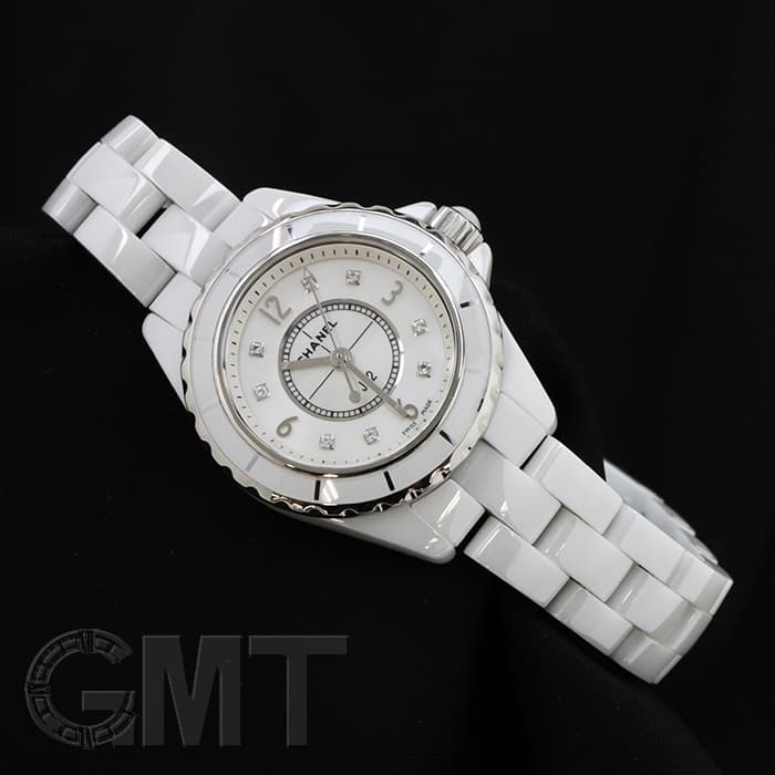 中古)CHANEL シャネル J12 H2570 ホワイトセラミック シェル 8Pダイヤ